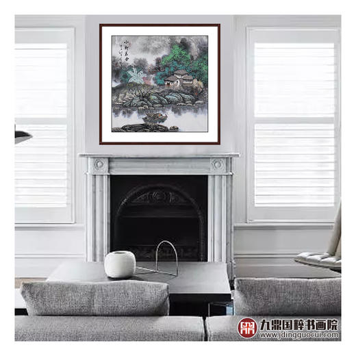 高云鹏《水乡晨曲》68*68cm 山水斗方作品 办公室/客厅挂画 商品图2