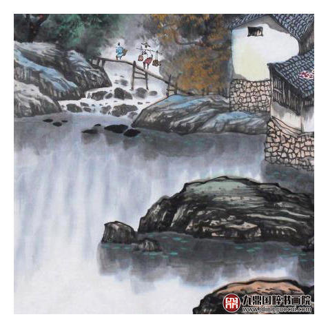 高云鹏《清泉石上流》68*68cm 山水斗方作品 办公室/客厅挂画 商品图5