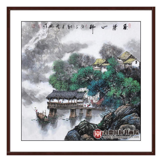 高云鹏《春染山邨》68*68cm 山水斗方作品 办公室/客厅挂画 商品图0