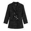 黑色亮丝花呢宽肩西装外套 商品缩略图1