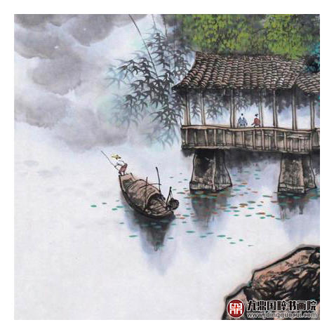 高云鹏《山邨沐雨》68*68cm 山水斗方作品 办公室/客厅挂画 商品图5