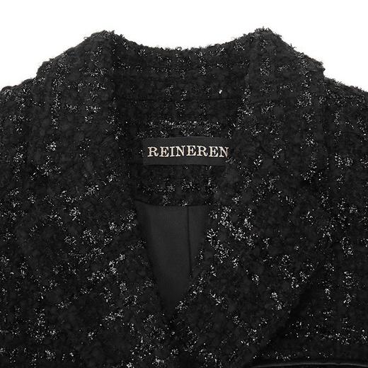 黑色亮丝花呢宽肩西装外套 商品图3