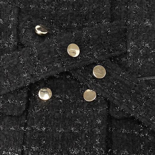 黑色亮丝花呢宽肩西装外套 商品图4