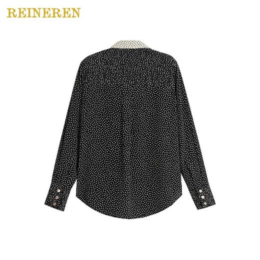 黑白波点撞色长袖衬衫 商品图1