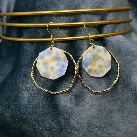 【 矢维艺术陶艺工作室】跨境陶瓷耳环（几何型） 商品图2