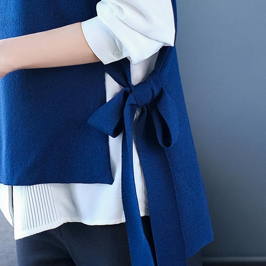 QZ-20MG2126秋款学院风圆领套头百搭宽松休闲毛衣背心针织马甲 商品图3