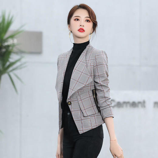 WZNH-GSTX2016韩版气质英伦风格子西装外套 商品图3