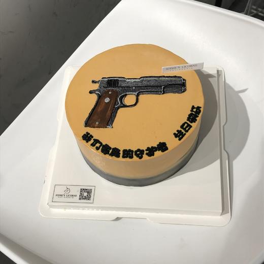复古手绘手枪男士生日奶油蛋糕 商品图0