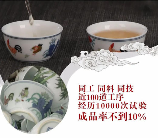 景德镇名家精制斗彩鸡缸杯 有礼盒及官方证书 商品图2