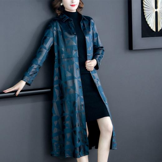NYL-319685女装长款过膝大码妈妈装韩版宽松洋气风衣外套 商品图2