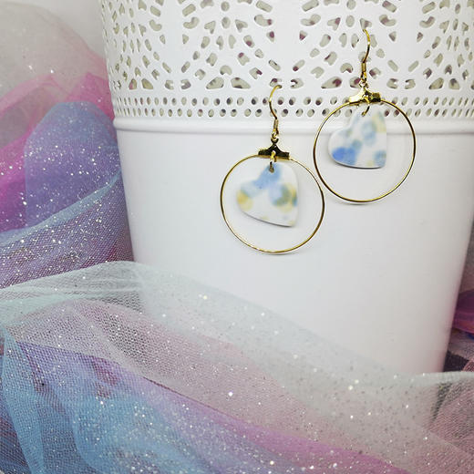 【 矢维艺术陶艺工作室】跨境陶瓷耳环（桃心） 商品图2