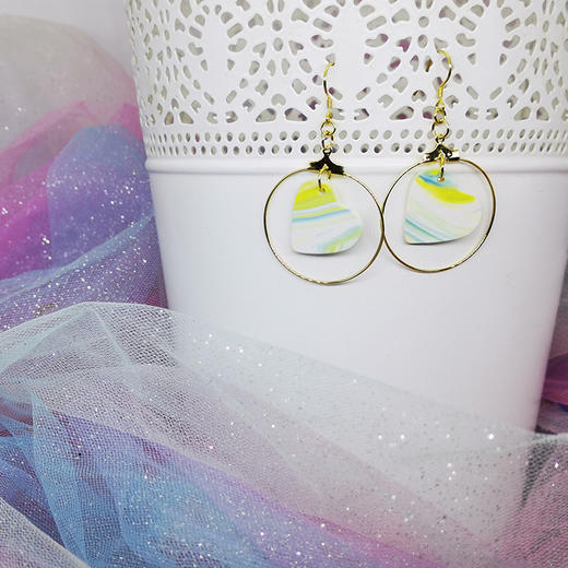 【 矢维艺术陶艺工作室】跨境陶瓷耳环（桃心） 商品图1