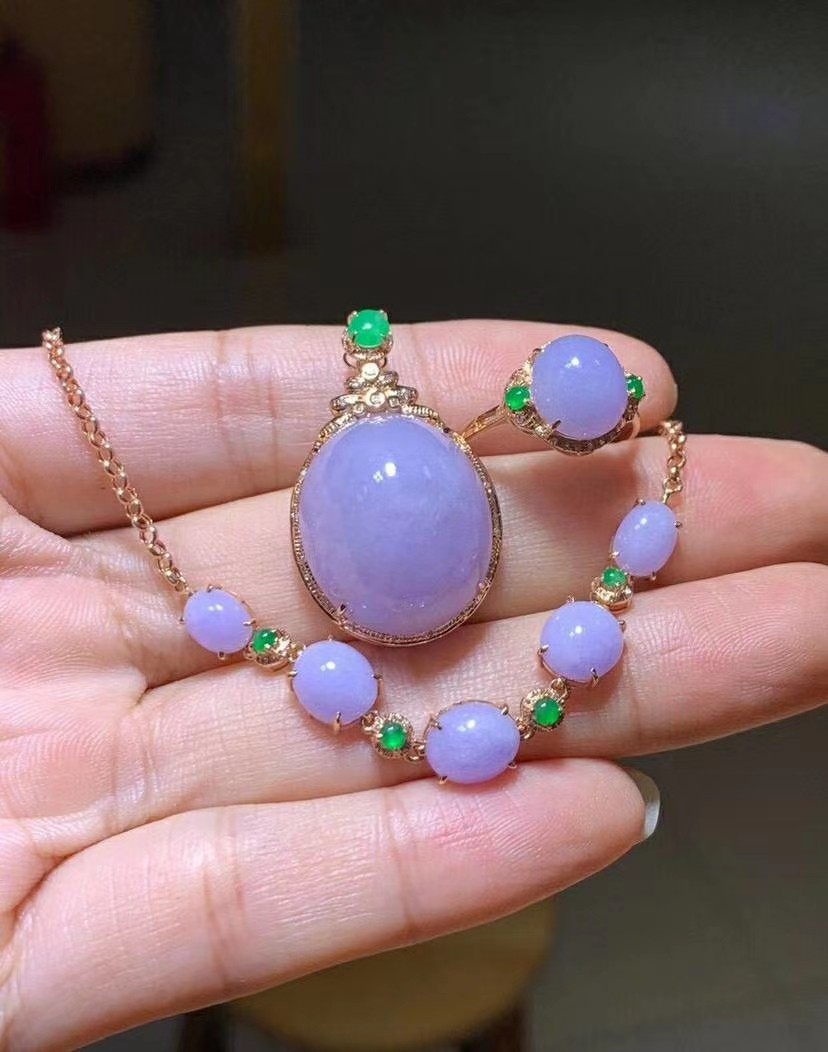 89029 翡翠紫罗兰蛋面套装