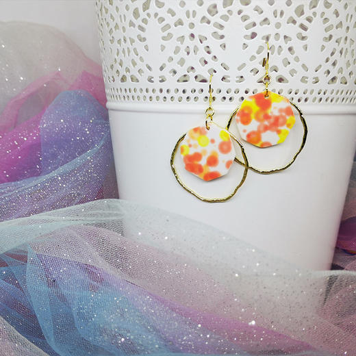 【 矢维艺术陶艺工作室】跨境陶瓷耳环（几何型） 商品图1