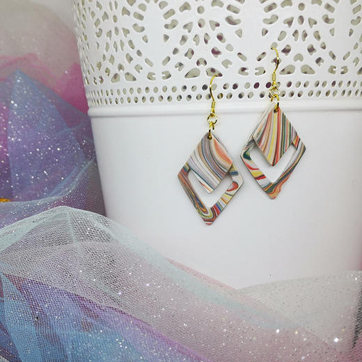 【 矢维艺术陶艺工作室】跨境陶瓷耳环（菱形） 商品图3