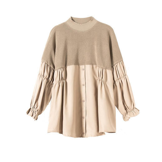 QD-MC-11808大码女装拼接针织衫时尚潮流服装秋冬显瘦毛衣 商品图4