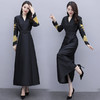 WZNH-HYYF9716优雅气质V领常规长袖长款长袖风衣连衣裙 商品缩略图0
