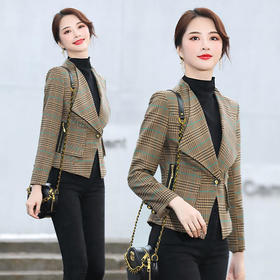 WZNH-GSTX2016韩版气质英伦风格子西装外套