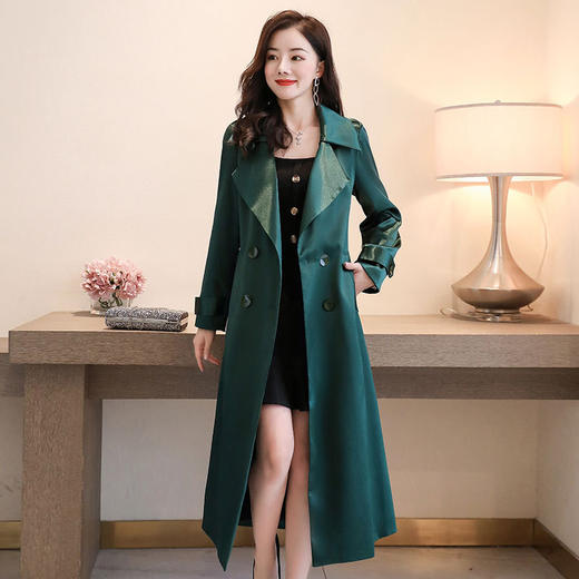 LJY-HR8037-0303韩版中长款外套精品女式风衣 商品图0