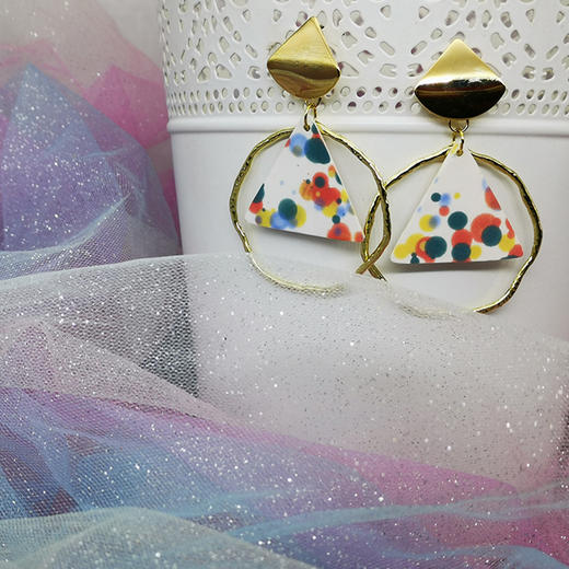 【 矢维艺术陶艺工作室】跨境陶瓷耳环（三角型） 商品图1