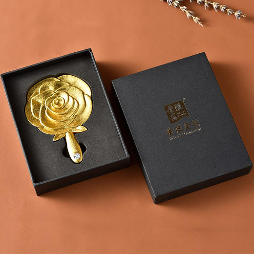 金陵金箔手持玫瑰化妆镜 商品图3