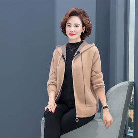 YSM-66P-9903妈妈气质仿貂绒外套女秋冬装中老年洋气短款宽松针织开衫