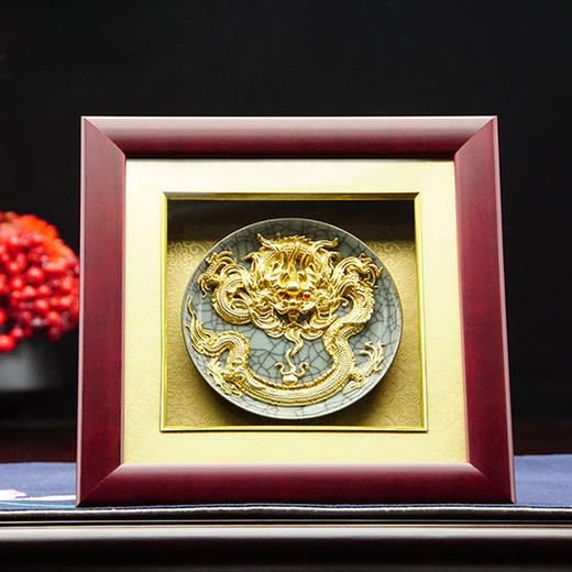 金陵金箔沙金盘画办公室客厅装饰摆件 商品图3