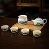 千里江山 6头+木托盘 茶具套装 手绘羊脂玉新款整套功夫茶具家用德化白瓷客厅泡茶办公室会客盖碗茶杯 茶道 茶具 商品缩略图4
