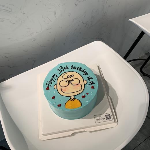 手绘宝宝史努比查理布朗奶油生日蛋糕 商品图0