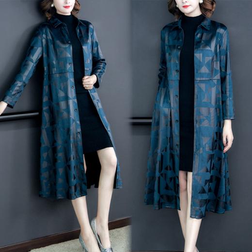 NYL-319685女装长款过膝大码妈妈装韩版宽松洋气风衣外套 商品图0