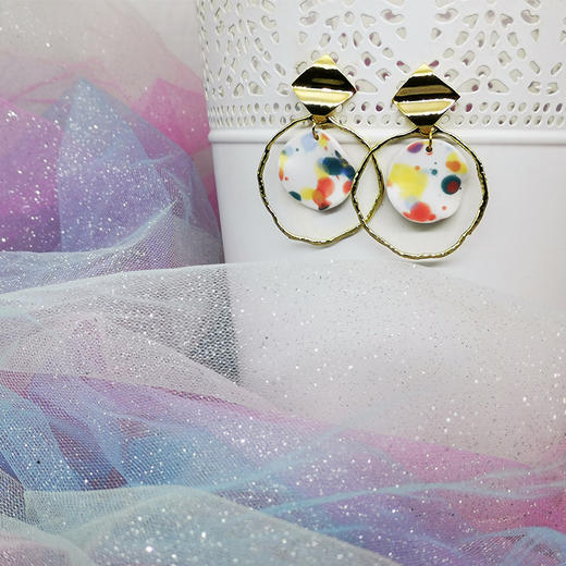 【 矢维艺术陶艺工作室】跨境陶瓷耳环（几何型） 商品图3