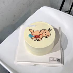 猪猪宝宝手绘生日奶油蛋糕