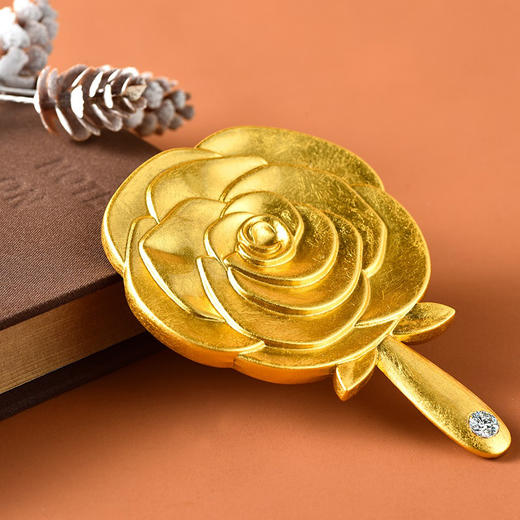 金陵金箔手持玫瑰化妆镜 商品图4