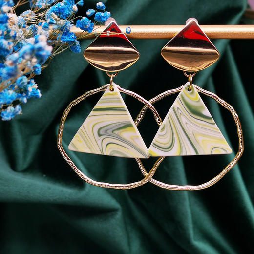 【 矢维艺术陶艺工作室】跨境陶瓷耳环（三角型） 商品图2