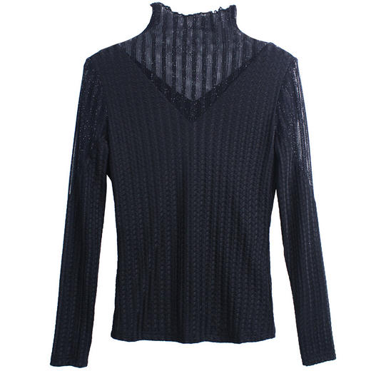 ZX-7756秋季新款女装打底衫女长袖内搭薄款网纱亮丝针织上衣 商品图4