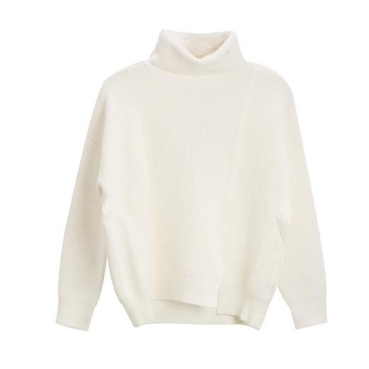 T潮流前线针织毛衫2017年冬装新品高领不规则下摆青春校园韩版女 商品图4