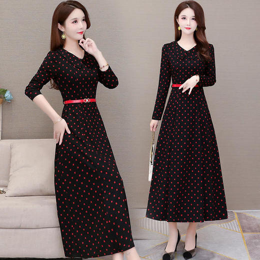 YWE-91335大码减龄过膝中长款波点连衣裙 商品图2