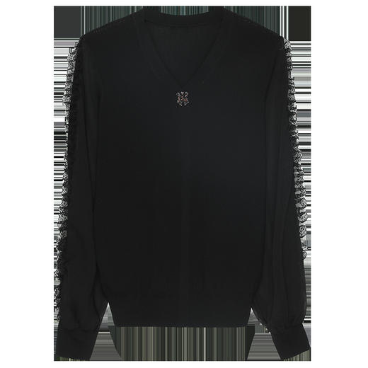 FCY-AS2001秋装短款针织衫上衣雪纺拼接灯笼袖时尚洋气打底衫 商品图4