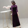 HX-Q68日常气质改良长款镂空拼接丝绒旗袍 商品缩略图2
