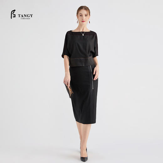 TANGY Collection/天意2020年秋季新品林隐系列莨绸半身裙 商品图0