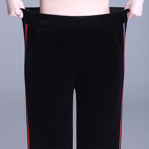 ALSY-20220金丝绒阔腿裤松紧高腰百搭简喇叭裤 商品图3