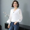 FCY-AS2001秋装短款针织衫上衣雪纺拼接灯笼袖时尚洋气打底衫 商品缩略图2