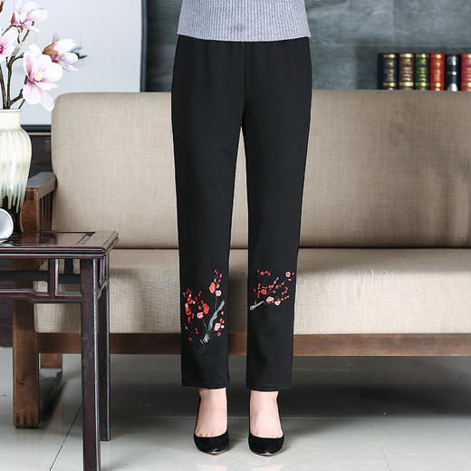 YSM-75P-707女松紧腰妈妈装绣花裤子女新款休闲裤 商品图1