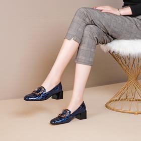 OLD-7127女粗跟中跟方头百搭浅口时尚复古气质休闲女鞋