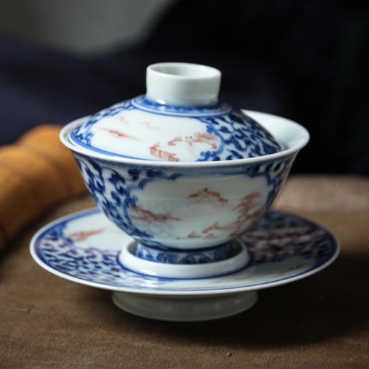 盖碗-山水村居盖碗 商品图1