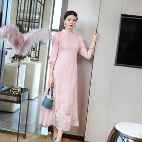 YFN-20156新款中国风复古茶服改良连衣裙