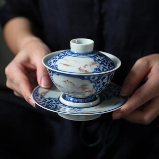 盖碗-山水村居盖碗 商品图4