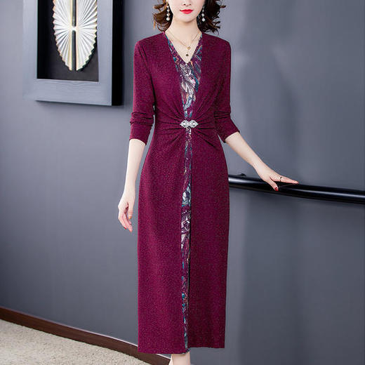 AHM-yqwl6608新款气质假两件收腰连衣裙 商品图2