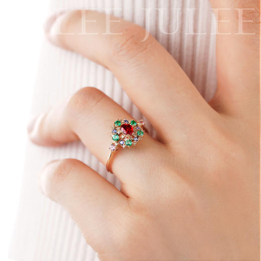 【缤纷】【21天定制】JULEEJULEE茱莉茱莉 18K金  钻石 戒指 吊坠 耳环 套装 商品图5