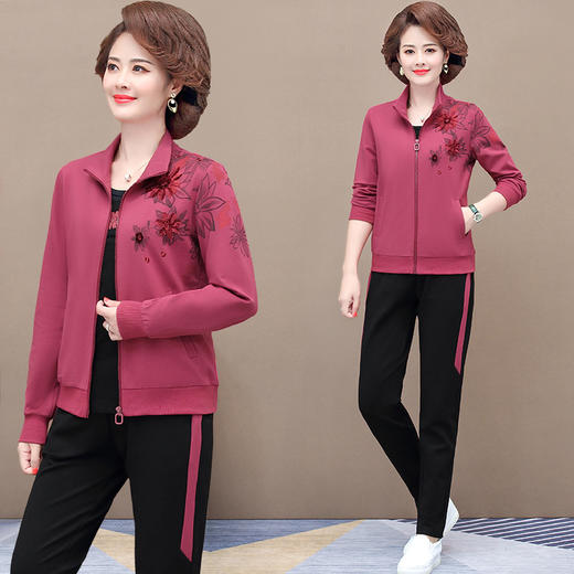 YSM-125P-13214妈妈三件套装春秋洋气减龄运动休闲套装 商品图1
